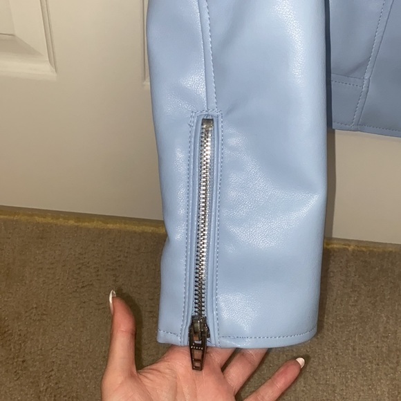 Blank NYC Blue Vegan Leather Jacket NWOT - Picture 5 of 7
